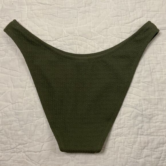 NWT J.Crew Textured curved-waist cheeky bikini bottom in green size Medium - Picture 2 of 10
